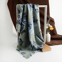 Autumn And Winter New Cashmere Tassel Shawl Fresh Sweet Rose Printed Cold-proof Warm Scarf sku image 2