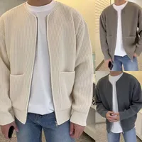 2024 Autumn And Winter New Fashion Trendy Ins Tide Knitted Cardigan Men's Solid Color Sweater Loose Casual Laid-Back Style main image 1