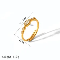 304 Stainless Steel 18K Gold Plated Streetwear Polishing Plating Inlay Circle Zircon Open Rings sku image 1