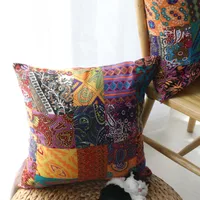 Retro Bohemian Middle Eastern Ethnic Cotton Linen Pillow Cushion Cover Without Core main image 1