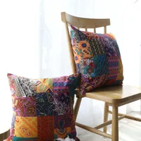 Retro Bohemian Middle Eastern Ethnic Cotton Linen Pillow Cushion Cover Without Core main image 3