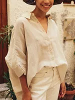 Women's Blouse 3/4 Length Sleeve Blouses Casual Solid Color main image 3