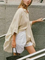 Women's Blouse 3/4 Length Sleeve Blouses Casual Solid Color main image 2