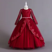 New Long Sleeve Sequined Lace Children's Dress Princess Dress Girl Flower Girl Christmas Dress Girl Dress main image 2