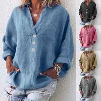 Women's Blouse Long Sleeve Blouses Vintage Style Simple Style Solid Color main image 1