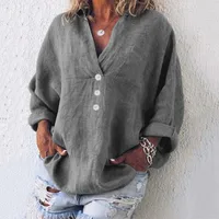 Women's Blouse Long Sleeve Blouses Vintage Style Simple Style Solid Color main image 3