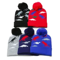 Children Unisex Cartoon Style Cute Dinosaur Pom Poms Jacquard Wool Cap main image 1