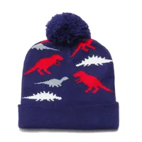 Children Unisex Cartoon Style Cute Dinosaur Pom Poms Jacquard Wool Cap main image 4