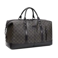 Canvas Travel Bag Men's Imitation Leather PU Outdoor Luggage Travel Fitness Photography Bag Large Capacity Handbag sku image 3