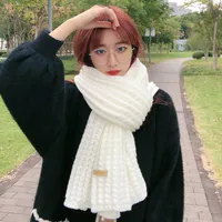 Korean Style New Fashion  Solid Color Knitted Wool Scarf Women's Autumn And Winter Thickened Warm Neck For Couple Men main image 3