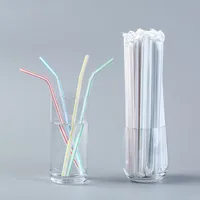 In Stock Wholesale Disposable Plastic Straw Soybean Milk Beverage Thin Straw Black Elbow Independent Packaging 100 Pcs main image 4