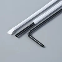 In Stock Wholesale Disposable Plastic Straw Soybean Milk Beverage Thin Straw Black Elbow Independent Packaging 100 Pcs sku image 9