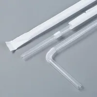 In Stock Wholesale Disposable Plastic Straw Soybean Milk Beverage Thin Straw Black Elbow Independent Packaging 100 Pcs sku image 10