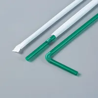 In Stock Wholesale Disposable Plastic Straw Soybean Milk Beverage Thin Straw Black Elbow Independent Packaging 100 Pcs sku image 11