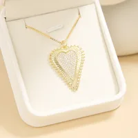 Copper Inlay Heart Shape Zircon Pendant Necklace main image 1