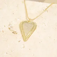 Copper Inlay Heart Shape Zircon Pendant Necklace main image 5