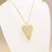 Copper Inlay Heart Shape Zircon Pendant Necklace main image 4