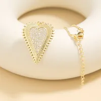 Copper Inlay Heart Shape Zircon Pendant Necklace main image 3