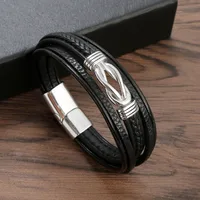 Cross-Border Hot Selling Fashion All-Match Stainless Steel Buckle Hand-Woven Men's Bracelet Jewelry sku image 1