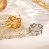 Wholesale Jewelry Simple Style IG Style Geometric 304 Stainless Steel 18K Gold Plated Open Rings main image 3