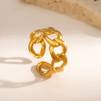 Wholesale Jewelry Simple Style IG Style Geometric 304 Stainless Steel 18K Gold Plated Open Rings main image 1