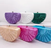 White Sky Blue Apricot Arylic Solid Color Semicircle Shell Evening Bags main image 5