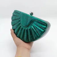 White Sky Blue Apricot Arylic Solid Color Semicircle Shell Evening Bags main image 1