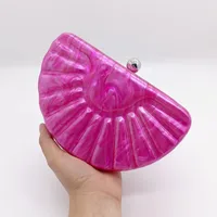 White Sky Blue Apricot Arylic Solid Color Semicircle Shell Evening Bags main image 2