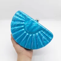White Sky Blue Apricot Arylic Solid Color Semicircle Shell Evening Bags main image 3