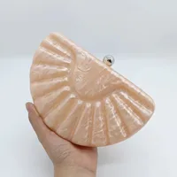 White Sky Blue Apricot Arylic Solid Color Semicircle Shell Evening Bags main image 4