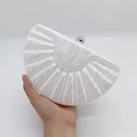 White Sky Blue Apricot Arylic Solid Color Semicircle Shell Evening Bags sku image 2