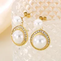 1 Pair Vintage Style Simple Style Geometric 304 Stainless Steel 18K Gold Plated Drop Earrings main image 5