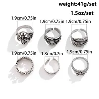 Copper Plating Alloy Women's Cross Spider Ring Suit Halloween Irregular Skull Five-Pointed Star Ring main image 2
