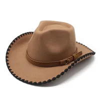 New European And American Retro Gentlemen's Hat Curling Personality Fedora Hat British Style Performance Cap Western Cowboy Hat sku image 6