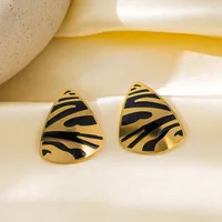 New Product Best-Selling European And American Triangle Zebra Texture Exquisite Fashion Plated 18K Gold Titanium Steel Necklace Two-Piece Earrings Set main image 4