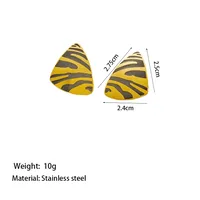 New Product Best-Selling European And American Triangle Zebra Texture Exquisite Fashion Plated 18K Gold Titanium Steel Necklace Two-Piece Earrings Set main image 2