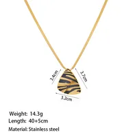 New Product Best-Selling European And American Triangle Zebra Texture Exquisite Fashion Plated 18K Gold Titanium Steel Necklace Two-Piece Earrings Set main image 5