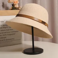 Korean Style Cotton And Linen Knitted Belt Buckle Fisherman Hat Female British Versatile Fashion Sun Protection Basin Hat Simple Top Hat Fashion main image 3