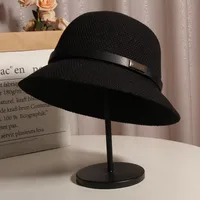 Korean Style Cotton And Linen Knitted Belt Buckle Fisherman Hat Female British Versatile Fashion Sun Protection Basin Hat Simple Top Hat Fashion main image 4