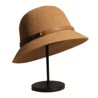 Korean Style Cotton And Linen Knitted Belt Buckle Fisherman Hat Female British Versatile Fashion Sun Protection Basin Hat Simple Top Hat Fashion main image 5