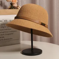 Korean Style Cotton And Linen Knitted Belt Buckle Fisherman Hat Female British Versatile Fashion Sun Protection Basin Hat Simple Top Hat Fashion sku image 3