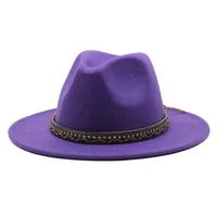 Wish  Designed Minority Style Men And Women Couple Big Along Jazz Hat Wool Top Hat main image 3