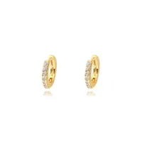 Foxi Cross-Border Sold Jewelry Mexican Circle Plated 18K Gold Earrings Inlaid Zircon Earrings Classic Simple Earrings sku image 1