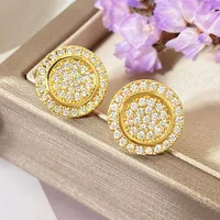 1 Pair Hip-Hop Modern Style Round Inlay Copper Zirconia Zircon 18K Gold Plated Imitation Gold  Gold Plated Ear Studs main image 1