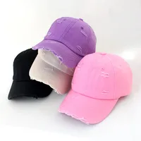 Retro Personalized Distressed Ripped Baseball Cap For Men  Trendy Spring Hip Hop  Soft Top Curved Brim Sun-proof Peaked Cap For Women main image 2