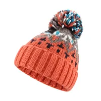 Warm Blue Knitted Hat Female  Fashion Brand Colorful Fur Ball Christmas Hat Autumn And Winter  Ear Protection Wool Hat main image 2