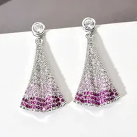 Classic Exquisite Fashionable Badminton Stud Earrings Women's Inlaid Colorful Zircon Elegant Exaggerated Long Earrings Niche Design Light Luxury Personalized Earrings main image 1