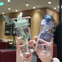 New Cartoon Bounce Lid Plastic Straw Cup With Lanyard Scale Children's Water Bottle Heat-resistant Drop-resistant No Leakage Cup main image 1