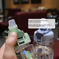 New Cartoon Bounce Lid Plastic Straw Cup With Lanyard Scale Children's Water Bottle Heat-resistant Drop-resistant No Leakage Cup main image 3