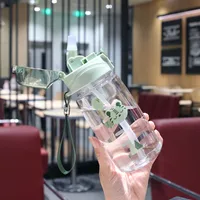 New Cartoon Bounce Lid Plastic Straw Cup With Lanyard Scale Children's Water Bottle Heat-resistant Drop-resistant No Leakage Cup sku image 2